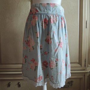 SOLD!!!  Blue Floral Knee Length Waisted Skirt Size 0/2